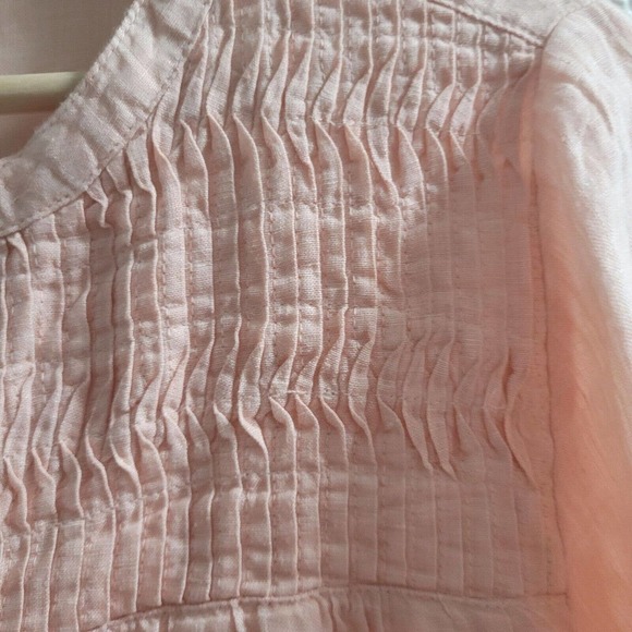 Joie 100% Linen Tunic Top Women's Size L Peach Oversize Pleated 3/4 Sleeves - Picture 3 of 7